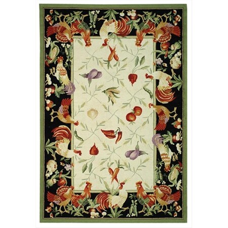 Safavieh 6 x 9 ft. Medium Rectangle Country and Floral Chelsea Ivory and Black Hand Hooked Rug HK94A-6